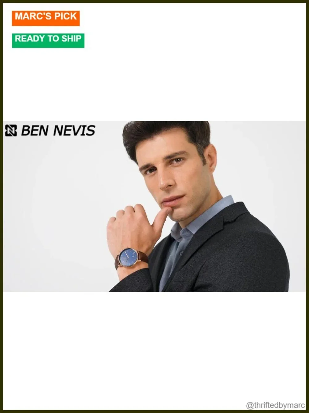 Ultra-Thin Minimalist Analog Date Watch with Leather Strap